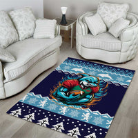 Cardiganshire Wales Christmas Area Rug Cardigan Bay Dolphin Rugby Design - Wonder Print Shop