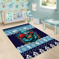 Cardiganshire Wales Christmas Area Rug Cardigan Bay Dolphin Rugby Design - Wonder Print Shop