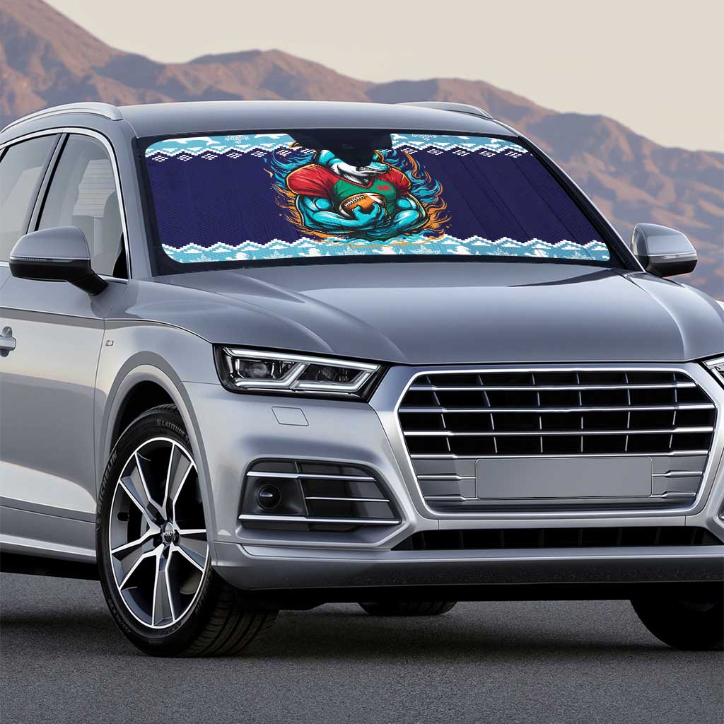 Cardiganshire Wales Christmas Auto Sun Shade Cardigan Bay Dolphin Rugby Design - Wonder Print Shop