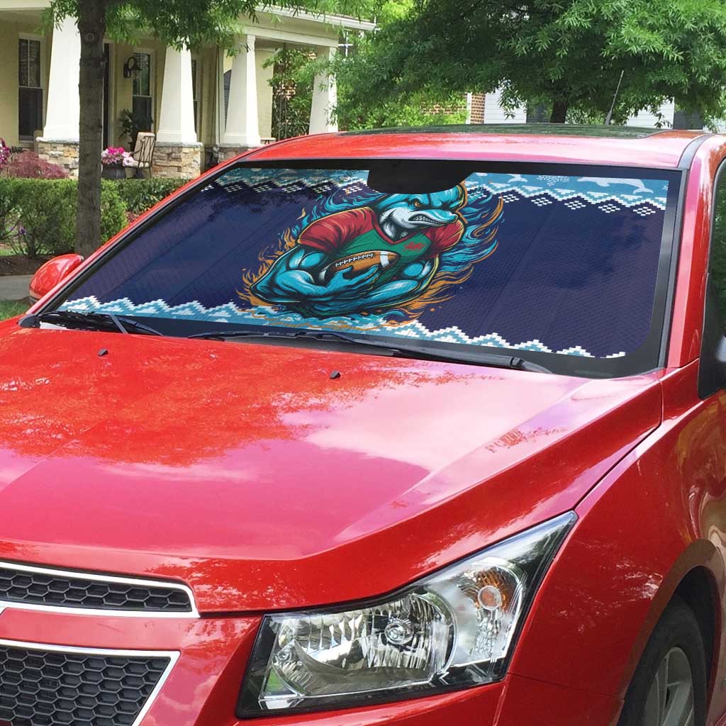 Cardiganshire Wales Christmas Auto Sun Shade Cardigan Bay Dolphin Rugby Design - Wonder Print Shop