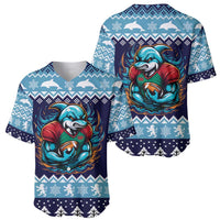 Cardiganshire Wales Christmas Baseball Jersey Cardigan Bay Dolphin Rugby Design - Wonder Print Shop