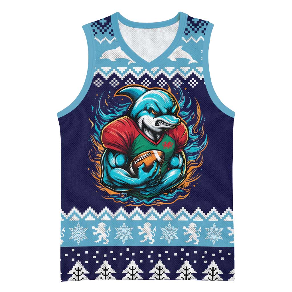 Cardiganshire Wales Christmas Basketball Jersey Cardigan Bay Dolphin Rugby Design - Wonder Print Shop