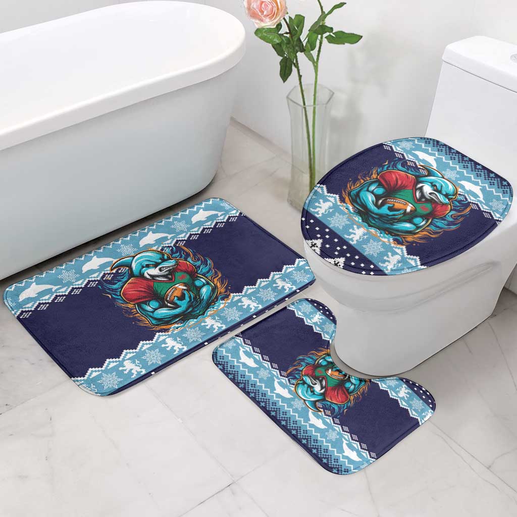 Cardiganshire Wales Christmas Bathroom Set Cardigan Bay Dolphin Rugby Design - Wonder Print Shop