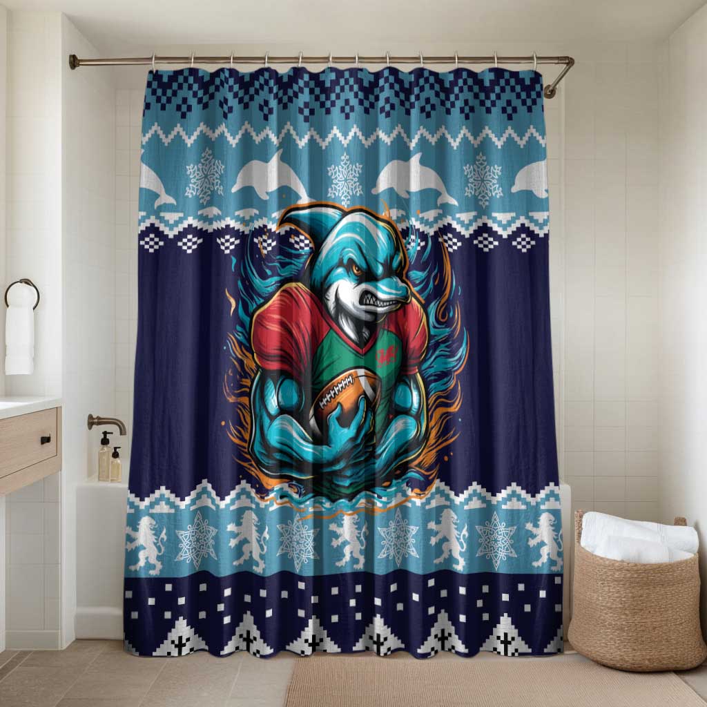 Cardiganshire Wales Christmas Bathroom Set Cardigan Bay Dolphin Rugby Design - Wonder Print Shop