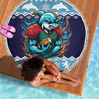 Cardiganshire Wales Christmas Beach Blanket Cardigan Bay Dolphin Rugby Design - Wonder Print Shop