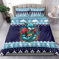 Cardiganshire Wales Christmas Bedding Set Cardigan Bay Dolphin Rugby Design - Wonder Print Shop
