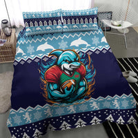 Cardiganshire Wales Christmas Bedding Set Cardigan Bay Dolphin Rugby Design - Wonder Print Shop