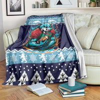 Cardiganshire Wales Christmas Blanket Cardigan Bay Dolphin Rugby Design - Wonder Print Shop