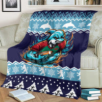 Cardiganshire Wales Christmas Blanket Cardigan Bay Dolphin Rugby Design - Wonder Print Shop