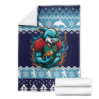 Cardiganshire Wales Christmas Blanket Cardigan Bay Dolphin Rugby Design - Wonder Print Shop