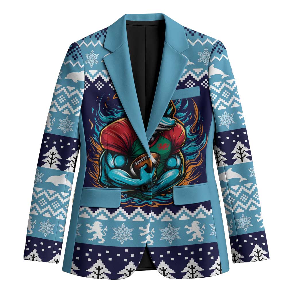 Cardiganshire Wales Christmas Blazer Cardigan Bay Dolphin Rugby Design - Wonder Print Shop
