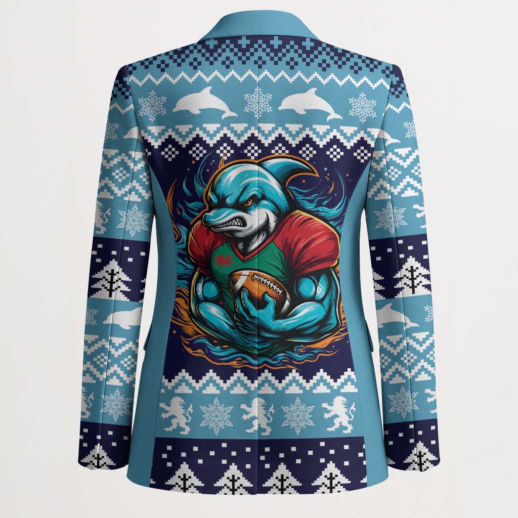 Cardiganshire Wales Christmas Blazer Cardigan Bay Dolphin Rugby Design - Wonder Print Shop