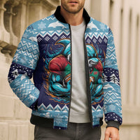 Cardiganshire Wales Christmas Bomber Puffer Jacket Cardigan Bay Dolphin Rugby Design - Wonder Print Shop