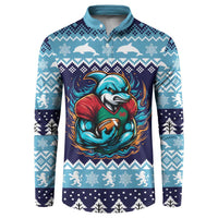 Cardiganshire Wales Christmas Button Sweatshirt Cardigan Bay Dolphin Rugby Design - Wonder Print Shop