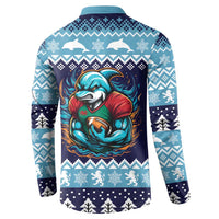 Cardiganshire Wales Christmas Button Sweatshirt Cardigan Bay Dolphin Rugby Design - Wonder Print Shop
