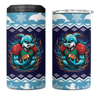 Cardiganshire Wales Christmas 4 in 1 Can Cooler Tumbler Cardigan Bay Dolphin Rugby Design - Wonder Print Shop
