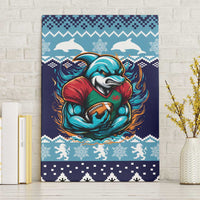 Cardiganshire Wales Christmas Canvas Wall Art Cardigan Bay Dolphin Rugby Design - Wonder Print Shop