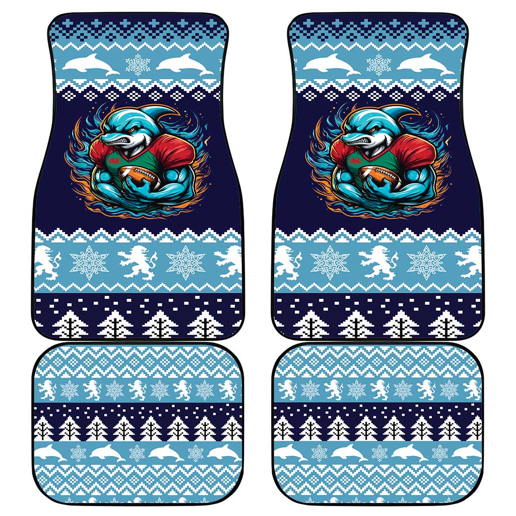 Cardiganshire Wales Christmas Car Mats Cardigan Bay Dolphin Rugby Design - Wonder Print Shop