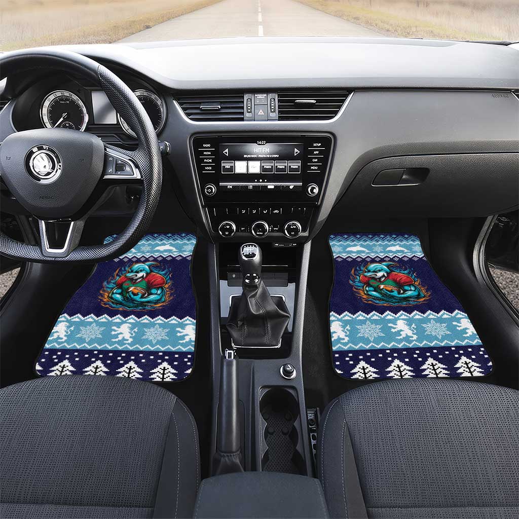 Cardiganshire Wales Christmas Car Mats Cardigan Bay Dolphin Rugby Design - Wonder Print Shop