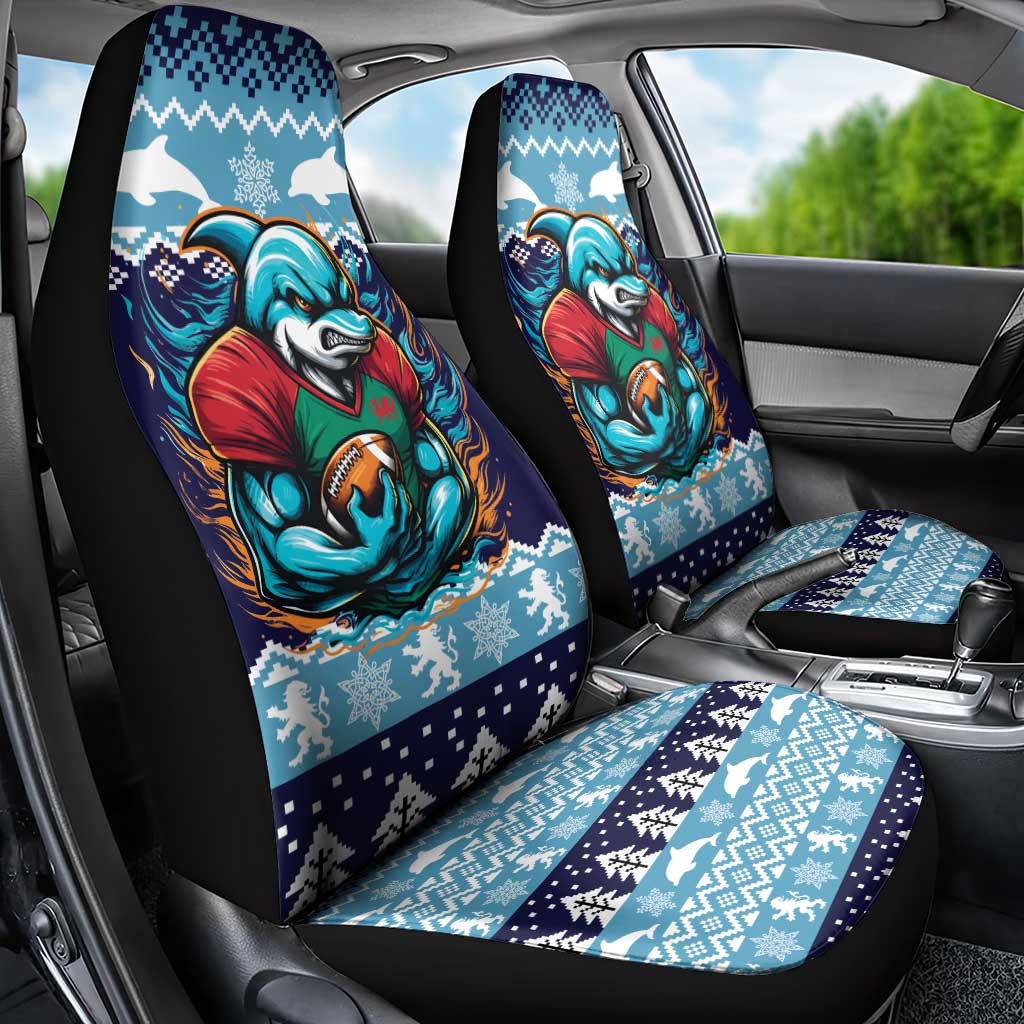 Cardiganshire Wales Christmas Car Seat Cover Cardigan Bay Dolphin Rugby Design - Wonder Print Shop