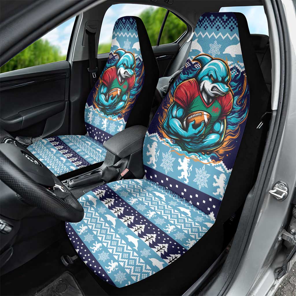 Cardiganshire Wales Christmas Car Seat Cover Cardigan Bay Dolphin Rugby Design - Wonder Print Shop