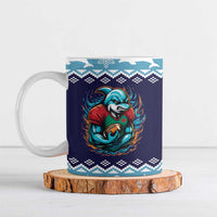 Cardiganshire Wales Christmas Ceramic Mug Cardigan Bay Dolphin Rugby Design - Wonder Print Shop