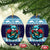 Cardiganshire Wales Christmas Ceramic Ornament Cardigan Bay Dolphin Rugby Design - Wonder Print Shop