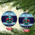 Cardiganshire Wales Christmas Ceramic Ornament Cardigan Bay Dolphin Rugby Design - Wonder Print Shop