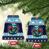 Cardiganshire Wales Christmas Ceramic Ornament Cardigan Bay Dolphin Rugby Design - Wonder Print Shop