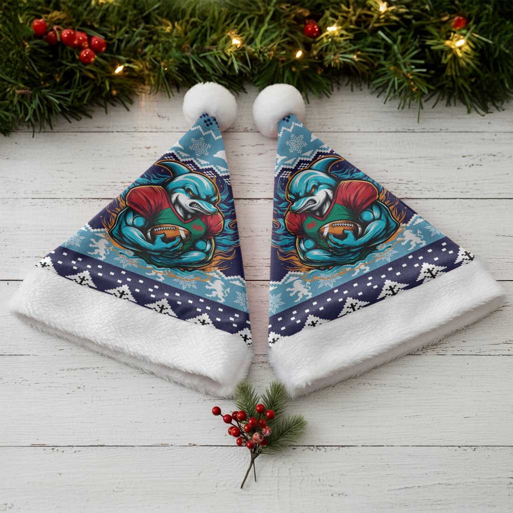 Cardiganshire Wales Christmas Santa Hat Cardigan Bay Dolphin Rugby Design - Wonder Print Shop