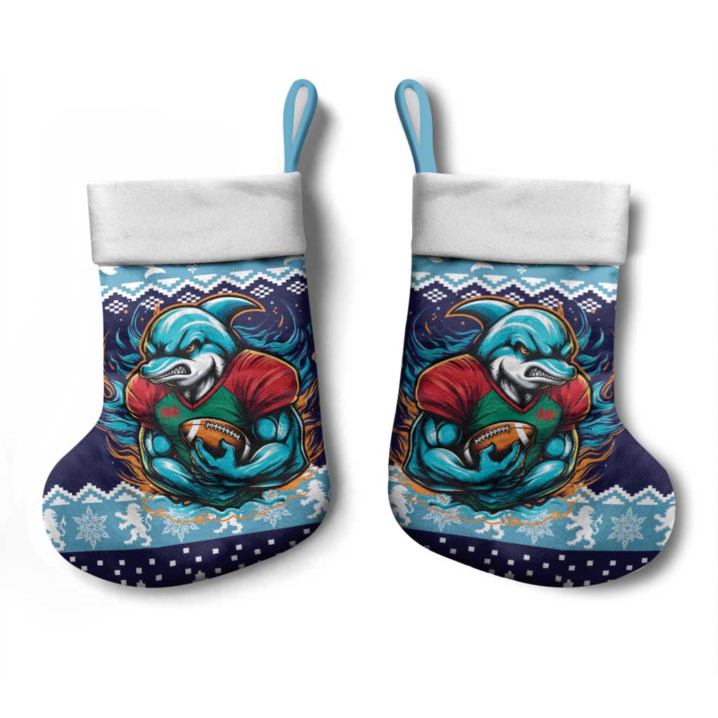 Cardiganshire Wales Christmas Christmas Stocking Cardigan Bay Dolphin Rugby Design - Wonder Print Shop