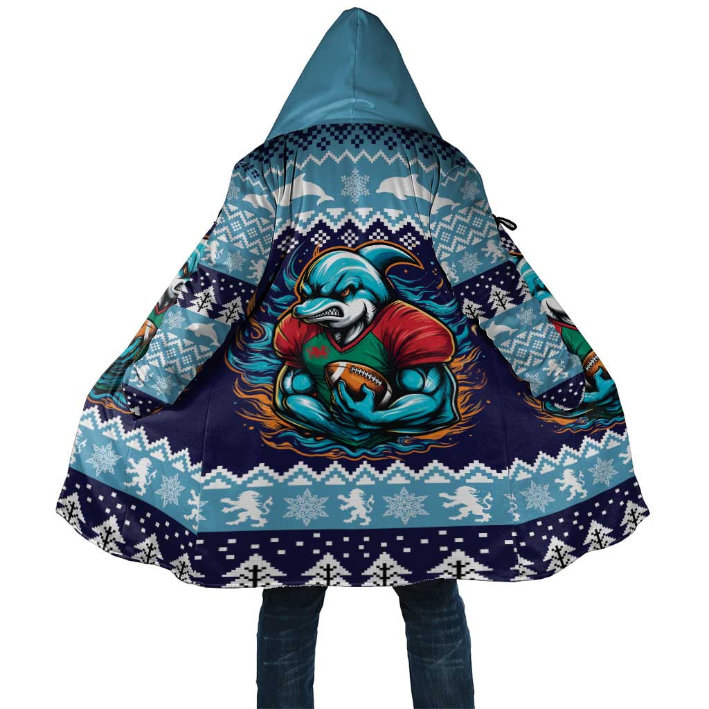 Cardiganshire Wales Christmas Cloak Cardigan Bay Dolphin Rugby Design - Wonder Print Shop