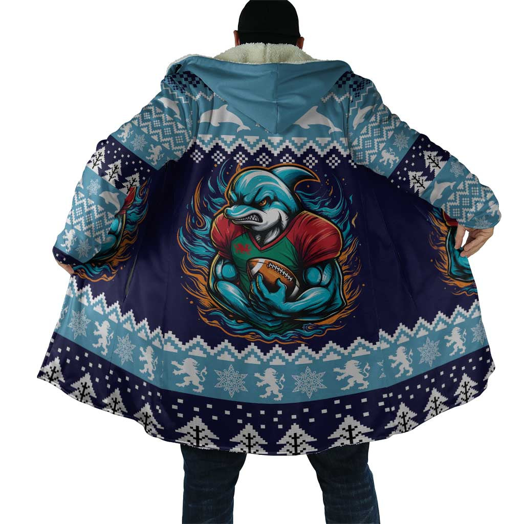 Cardiganshire Wales Christmas Cloak Cardigan Bay Dolphin Rugby Design - Wonder Print Shop