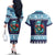 Cardiganshire Wales Christmas Couples Matching Off The Shoulder Long Sleeve Dress and Hawaiian Shirt Cardigan Bay Dolphin Rugby Design - Wonder Print Shop