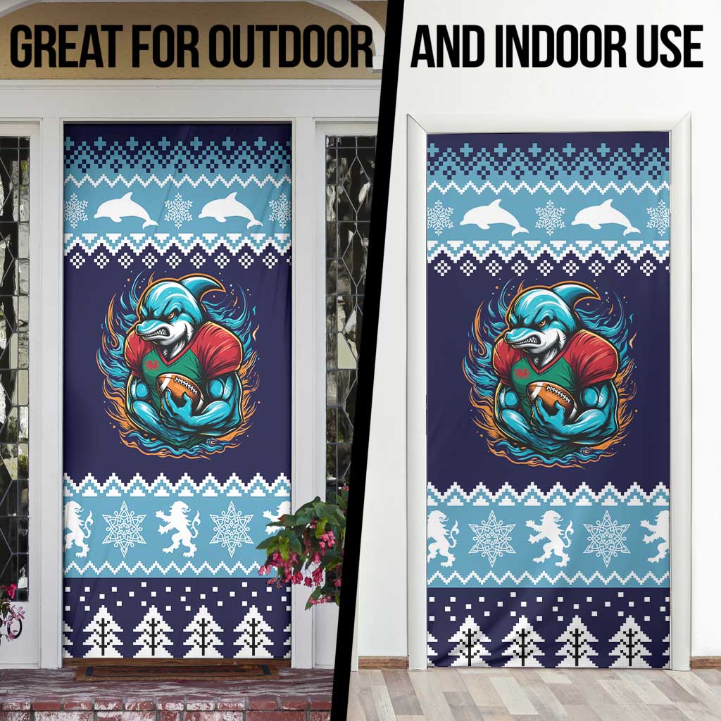 Cardiganshire Wales Christmas Door Cover Cardigan Bay Dolphin Rugby Design - Wonder Print Shop