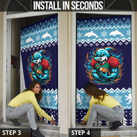 Cardiganshire Wales Christmas Door Cover Cardigan Bay Dolphin Rugby Design - Wonder Print Shop