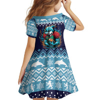 Cardiganshire Wales Christmas Family Matching Long Sleeve Bodycon Dress and Hawaiian Shirt Cardigan Bay Dolphin Rugby Design - Wonder Print Shop