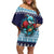 Cardiganshire Wales Christmas Family Matching Off Shoulder Short Dress and Hawaiian Shirt Cardigan Bay Dolphin Rugby Design - Wonder Print Shop