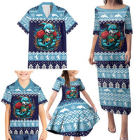 Cardiganshire Wales Christmas Family Matching Puletasi and Hawaiian Shirt Cardigan Bay Dolphin Rugby Design - Wonder Print Shop