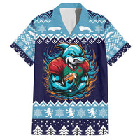 Cardiganshire Wales Christmas Family Matching Puletasi and Hawaiian Shirt Cardigan Bay Dolphin Rugby Design - Wonder Print Shop