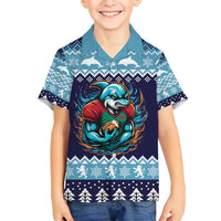 Cardiganshire Wales Christmas Family Matching Puletasi and Hawaiian Shirt Cardigan Bay Dolphin Rugby Design - Wonder Print Shop