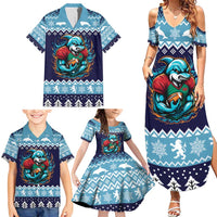 Cardiganshire Wales Christmas Family Matching Summer Maxi Dress and Hawaiian Shirt Cardigan Bay Dolphin Rugby Design - Wonder Print Shop