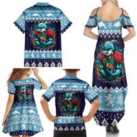 Cardiganshire Wales Christmas Family Matching Summer Maxi Dress and Hawaiian Shirt Cardigan Bay Dolphin Rugby Design - Wonder Print Shop