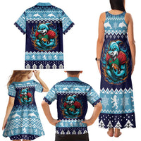 Cardiganshire Wales Christmas Family Matching Tank Maxi Dress and Hawaiian Shirt Cardigan Bay Dolphin Rugby Design - Wonder Print Shop