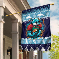 Cardiganshire Wales Christmas Garden Flag Cardigan Bay Dolphin Rugby Design - Wonder Print Shop