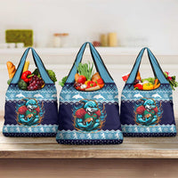 Cardiganshire Wales Christmas Grocery Bag Cardigan Bay Dolphin Rugby Design - Wonder Print Shop