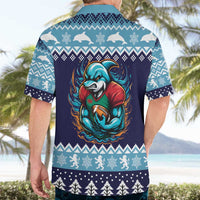 Cardiganshire Wales Christmas Hawaiian Shirt Cardigan Bay Dolphin Rugby Design - Wonder Print Shop