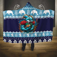 Cardiganshire Wales Christmas Hooded Blanket Cardigan Bay Dolphin Rugby Design - Wonder Print Shop