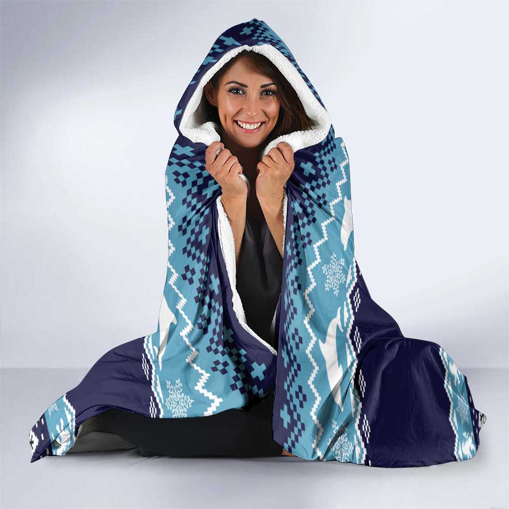 Cardiganshire Wales Christmas Hooded Blanket Cardigan Bay Dolphin Rugby Design - Wonder Print Shop