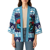 Cardiganshire Wales Christmas Kimono Cardigan Bay Dolphin Rugby Design - Wonder Print Shop